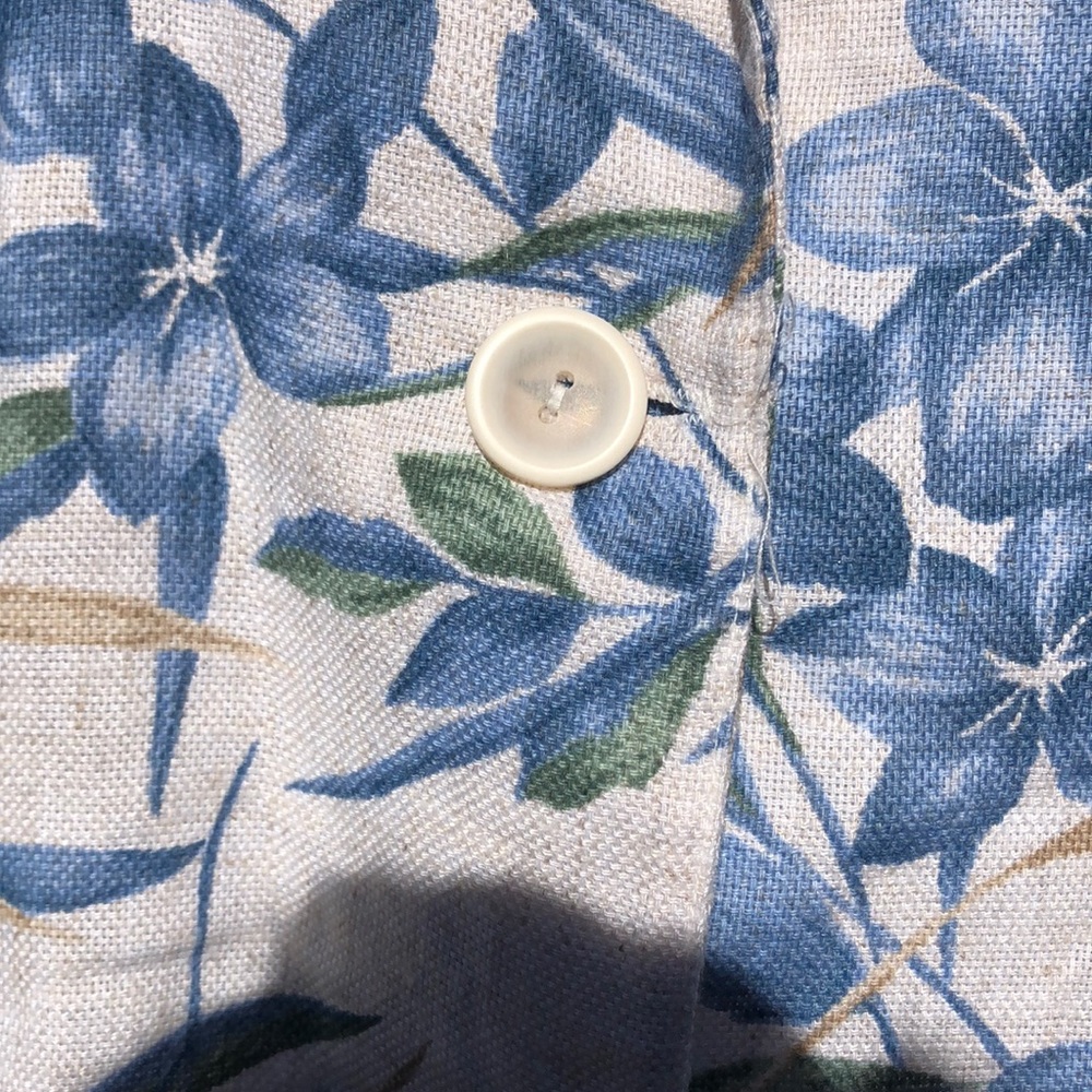 Vintage Floral Print Blazer / Cream & Blue/ Linen - Picture 5 of 11
